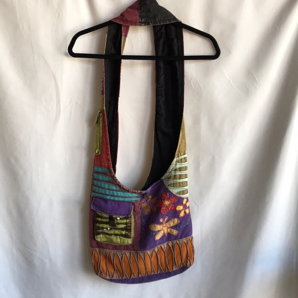 Boho style fabric crossbody bag with retro vibe - Picture 2 of 11